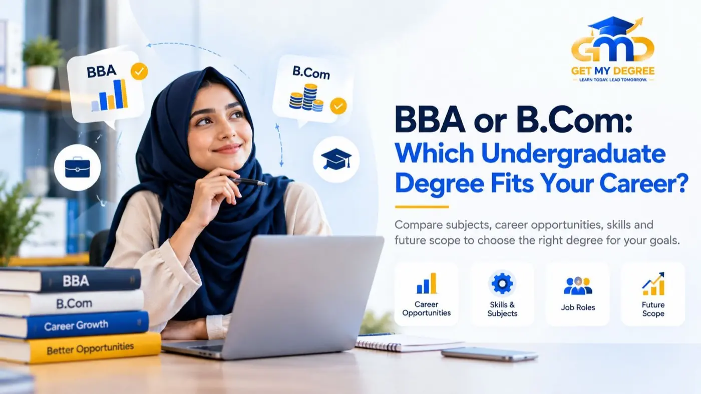 Comparing BBA vs B.Com degree career opportunities, salary scope, and corporate management pathways