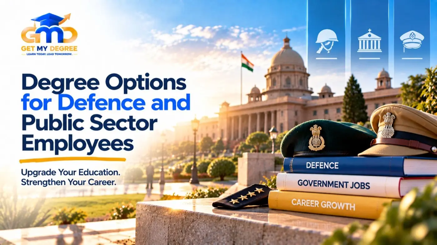 Defence personnel and PSU employee studying for government recognized degree for departmental promotions