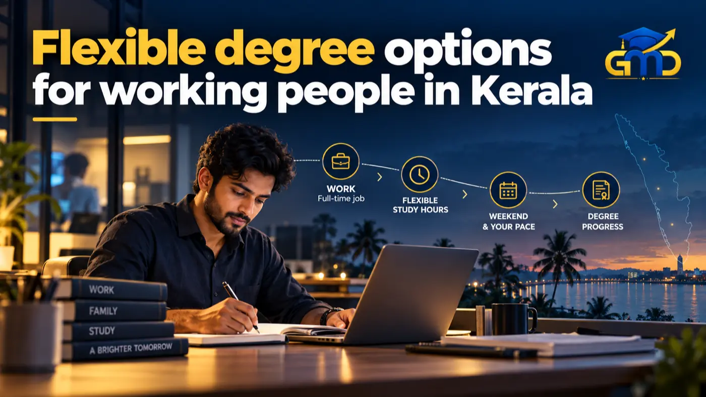 Student in Kerala completing flexible university degree with local academic counselling in Thrissur and Malappuram